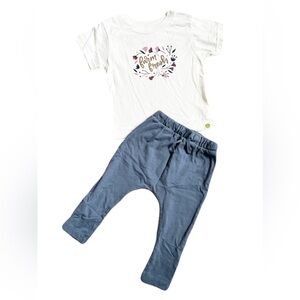 John Deere & Nordstrom Blue Jogger and Farm Fresh Cream T-Shirt Set